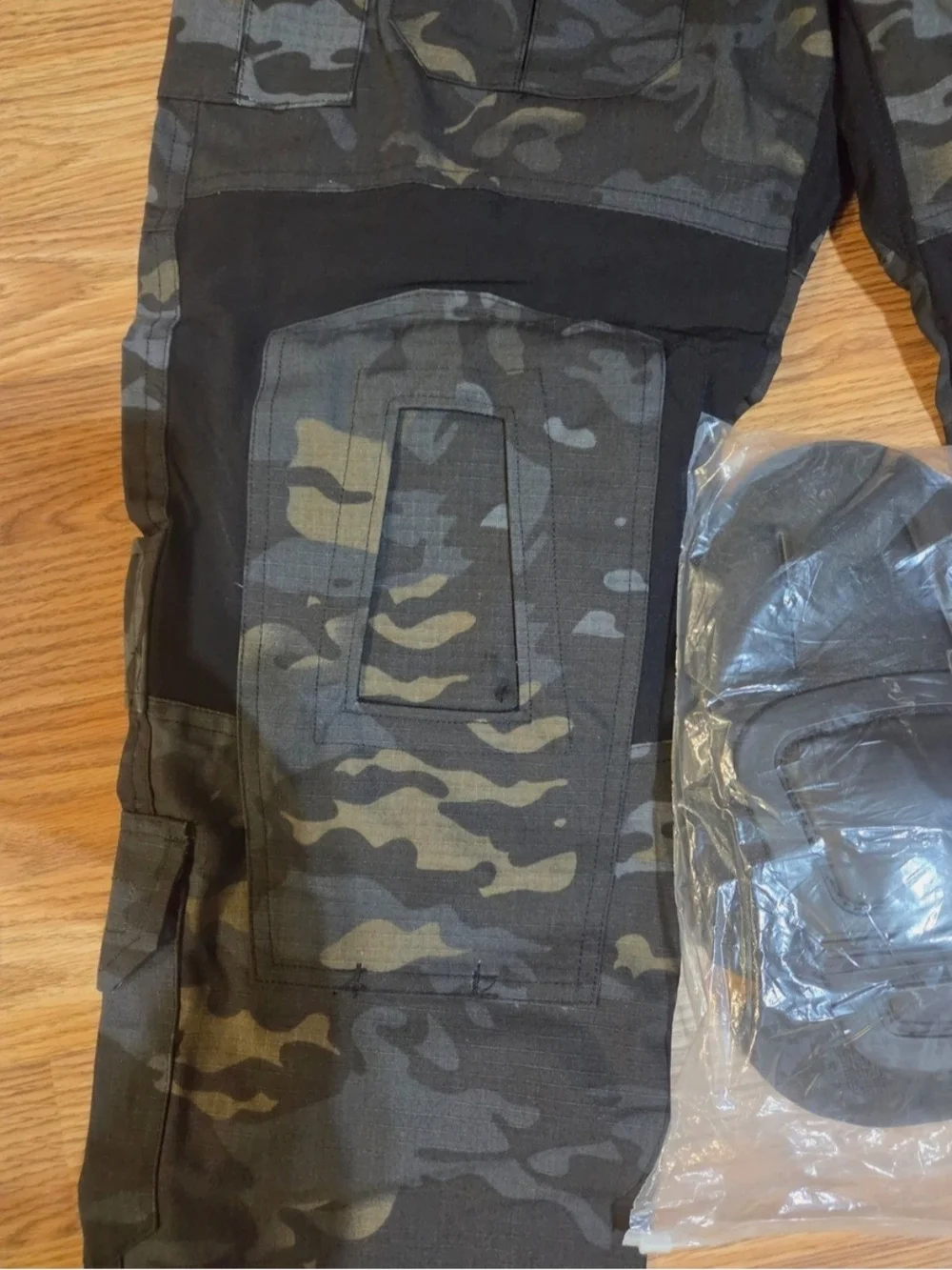 Tactical Black Cargo Pants with Built-In Knee Pads #0126
